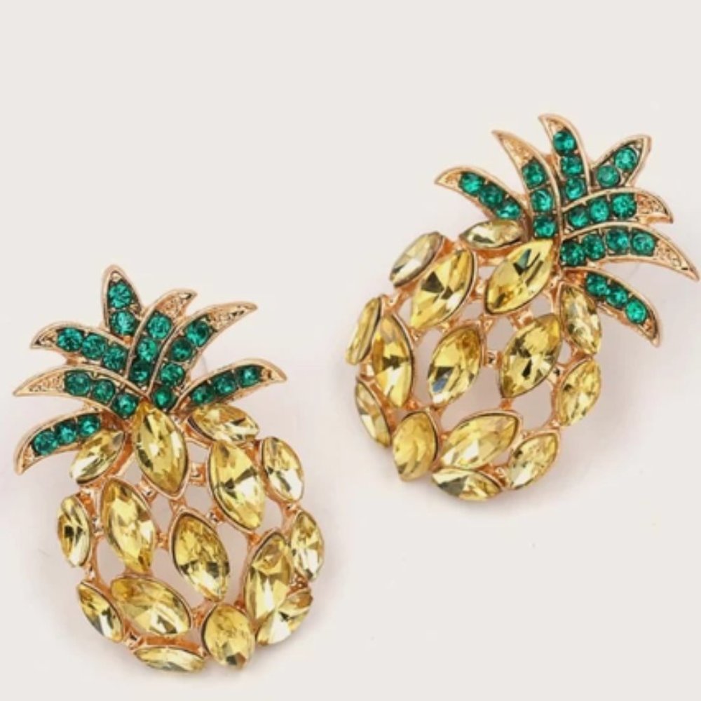 Rhinestone Pineapple Earrings